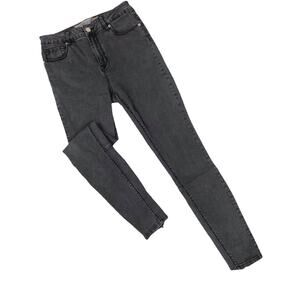 Brandy Melville Moto Skinny Jeans Zip Black Wash Hi Rise 5 Pocket Womens
